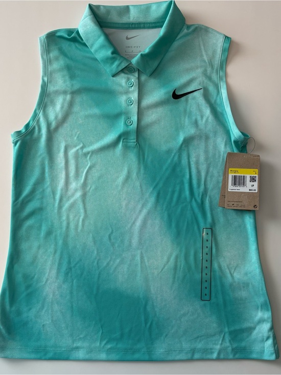 Nike Tops - Women’s Nike Golf Green Sleeveless Dri-Fit Victory Printed Polo Shirt Small NWT